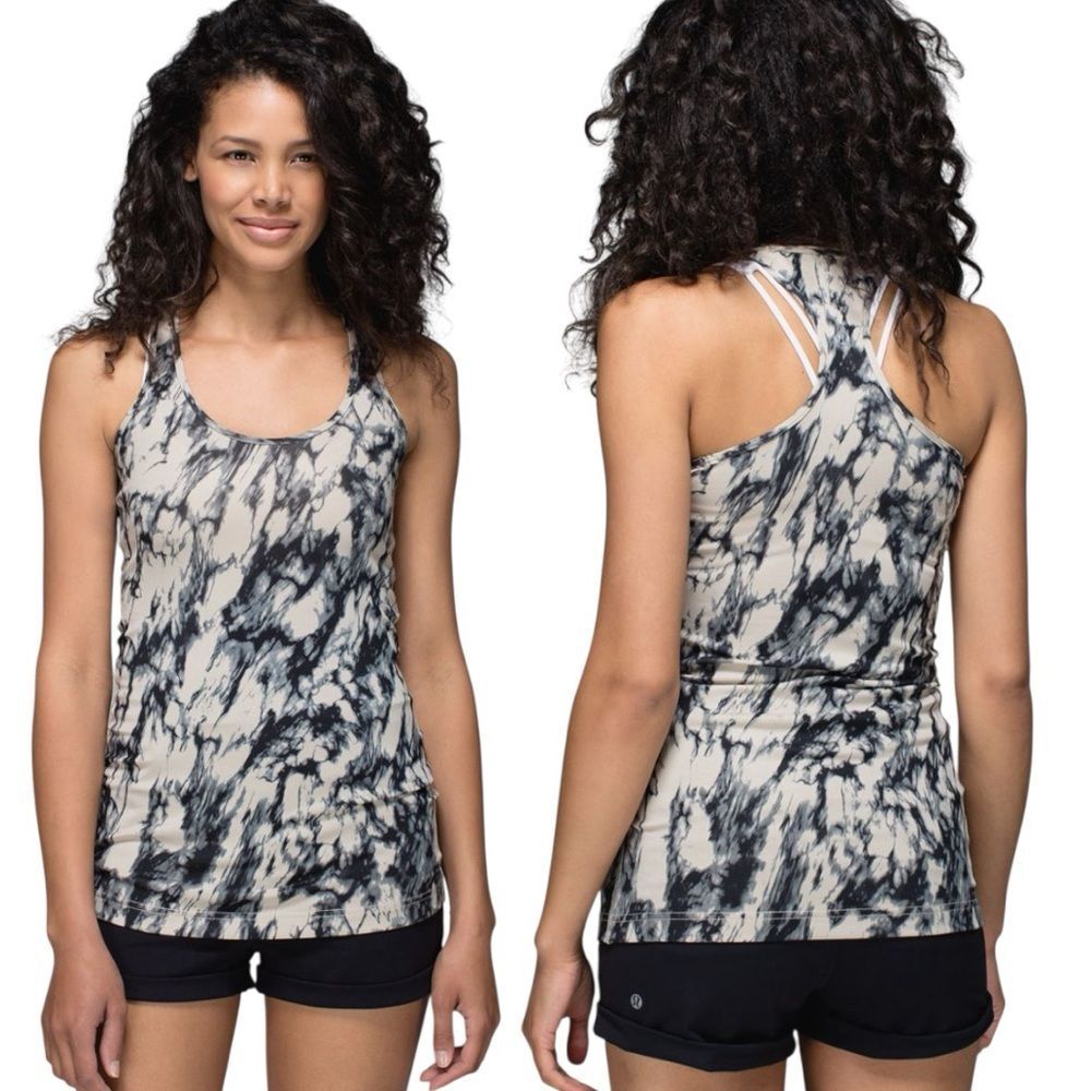 Lululemon Cool Racerback Tank Great Granite Black Mojave Tan Size 4 Long Luon - Picture 2 of 11